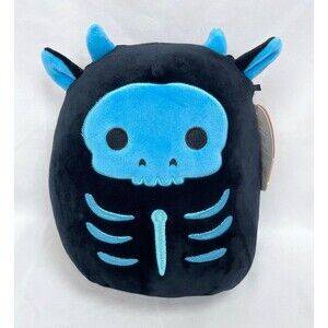 New Squishmallows 8” Tegan Black Blue Skeleton Cow Plush Halloween Toy